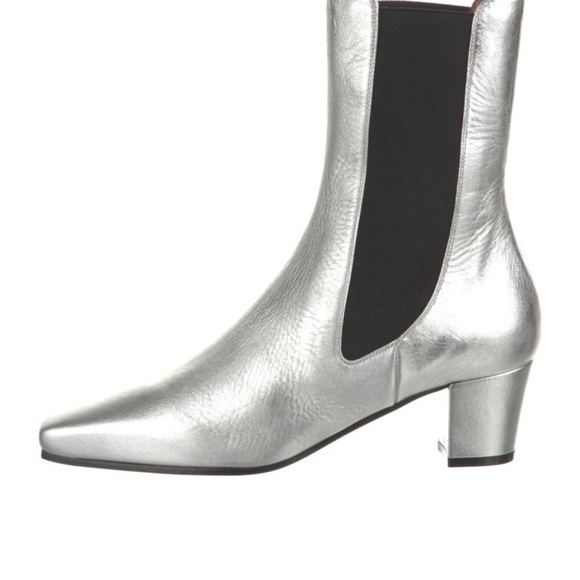New in box - Paris Texas Silver Leather Chelsea Boots - Picture 2 of 5